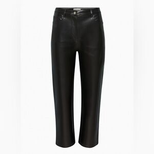 Aritzia Wilfred The Melina Cropped Pant Black High Waisted Vegan Leather 16